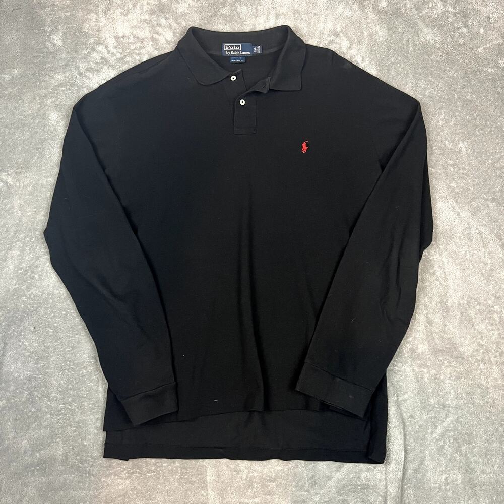 Ralph Lauren Long Sleeve Polo Mens XXL Black Custom Fit Big and Tall